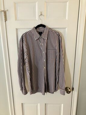 J. Crew Men's Navy & Red Gingham Button-Down Shirt